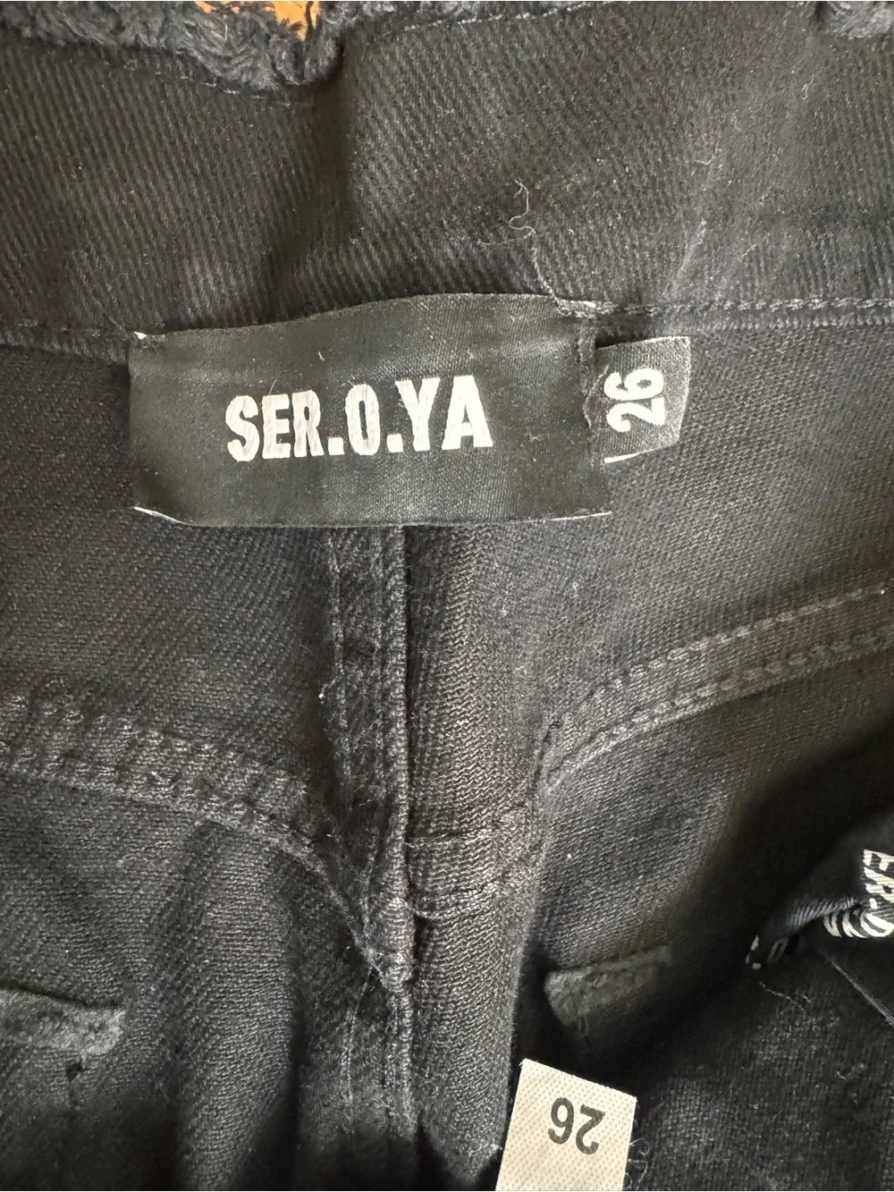 SER.O.YA Black Distressed Wide-Leg Jeans